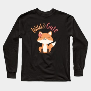 Wild And Cute Fox, Cute Girly Design Long Sleeve T-Shirt